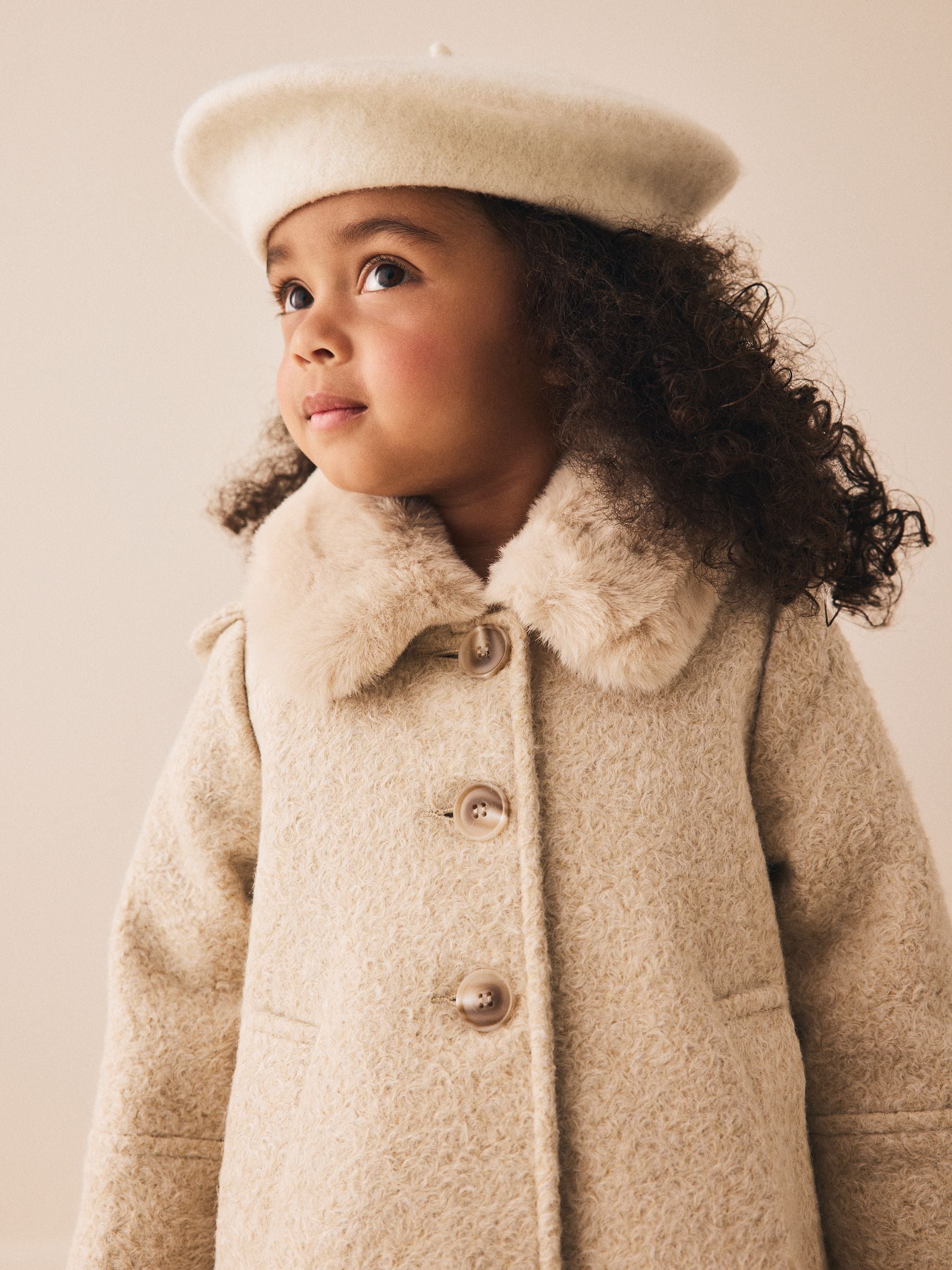 Buy Cream Faux Fur Collar Hooded Coat (3mths-7yrs) from Next China