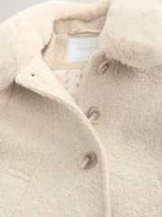 Cream Faux Fur Collar Hooded Coat with Wool (3mths-7yrs) - Image 4 of 5