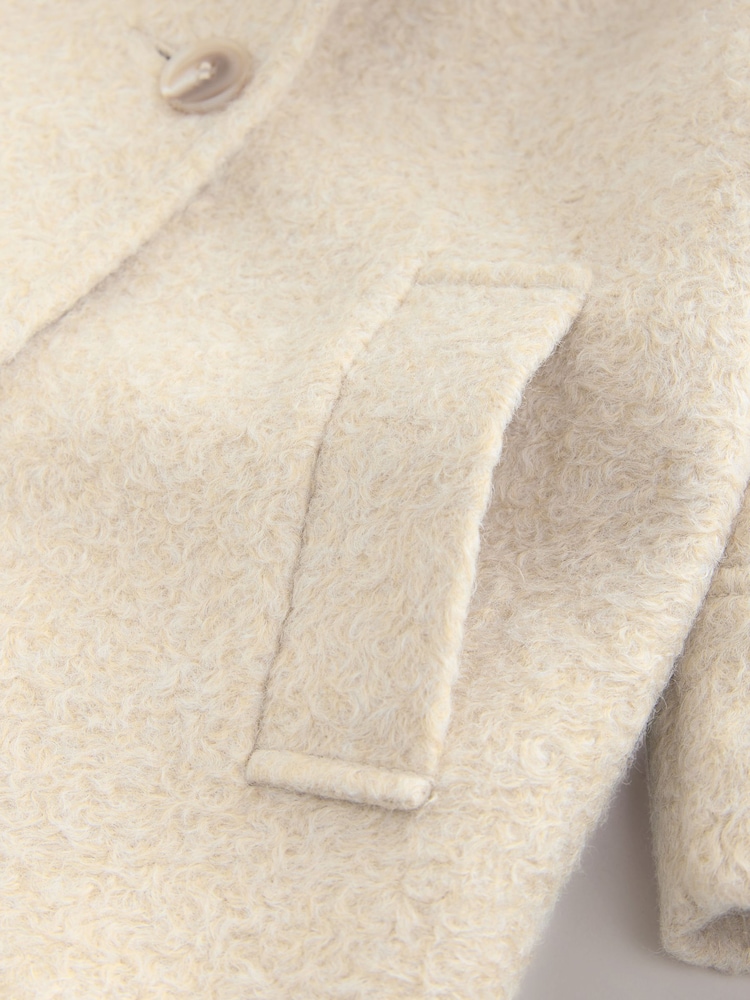 Cream Faux Fur Collar Hooded Coat with Wool (3mths-7yrs) - Image 5 of 5