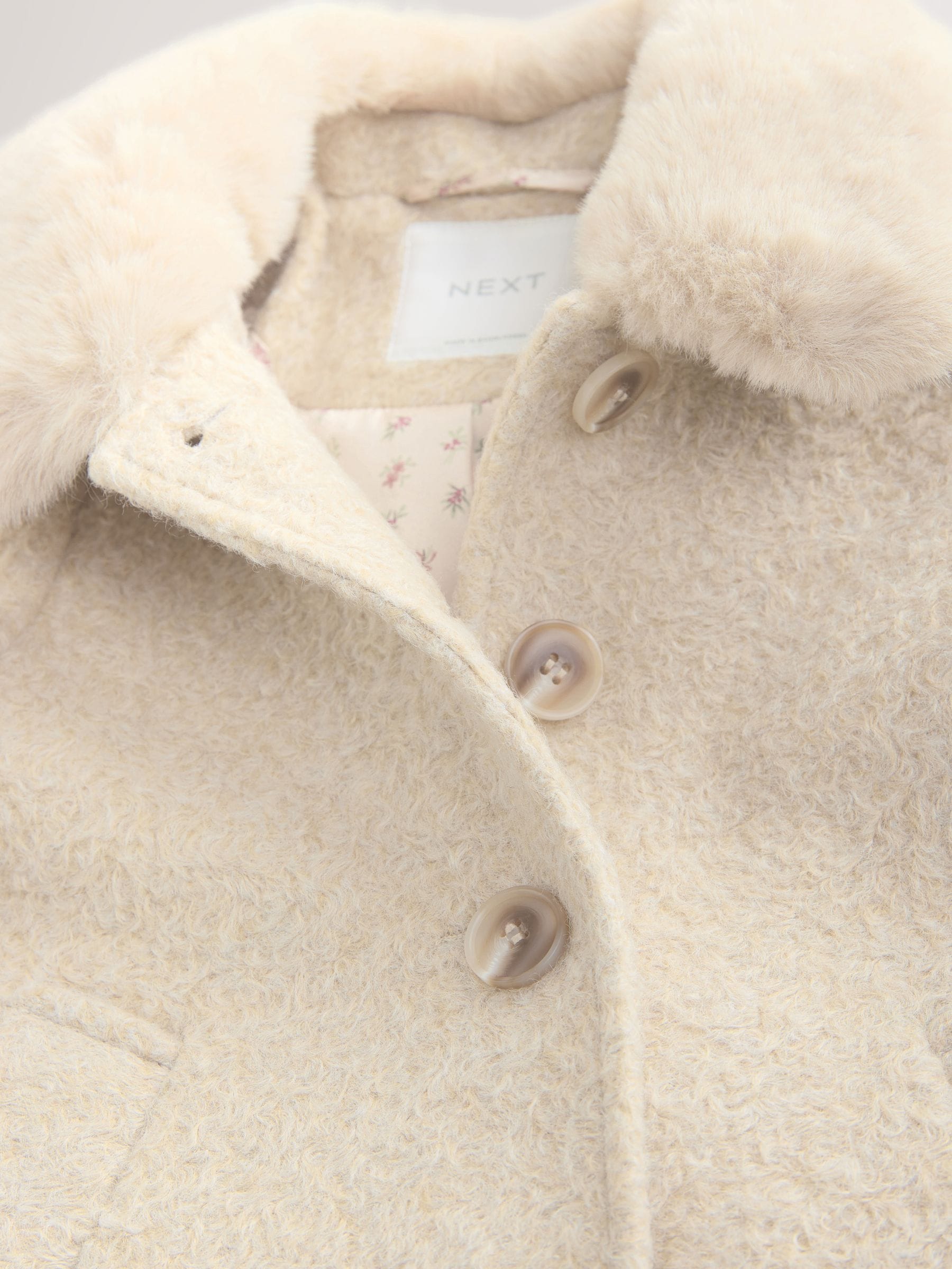 Buy Cream Faux Fur Collar Hooded Coat (3mths-7yrs) from Next China