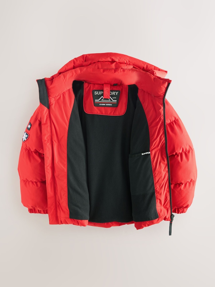 Superdry Red Sports Puffer Coat - Image 1 of 6