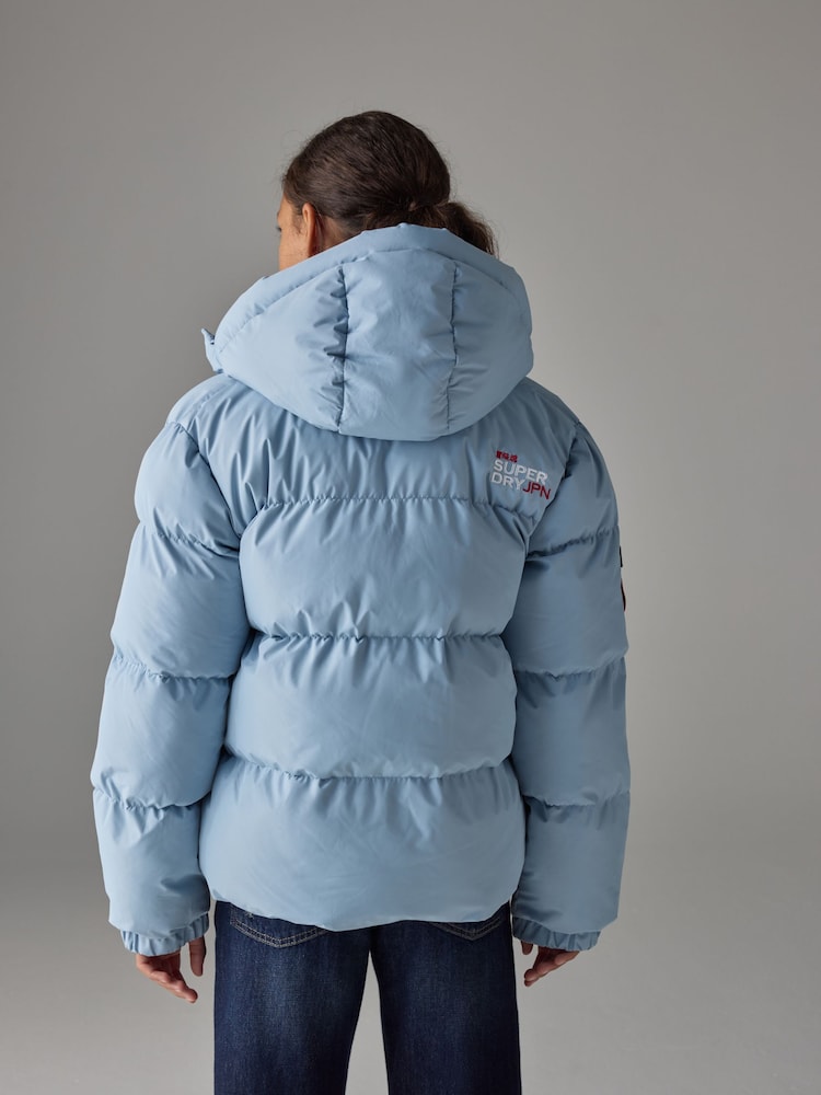 Superdry Light Blue Sports Puffer Coat - Image 2 of 4