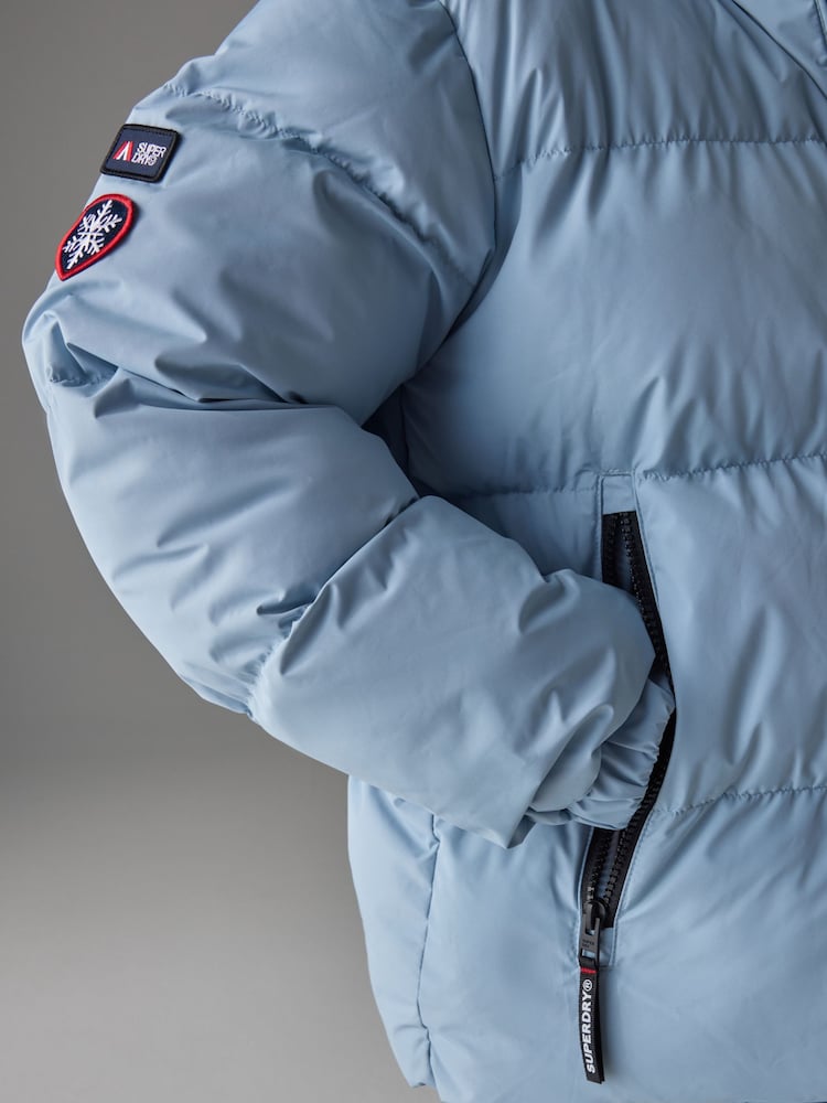 Superdry Light Blue Sports Puffer Coat - Image 4 of 4