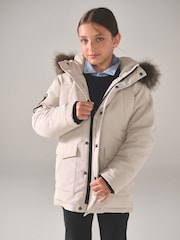 Superdry Cream Everest Parka Coat - Image 1 of 11