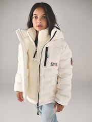Superdry Cream Quilted Puffer Coat - Image 1 of 13