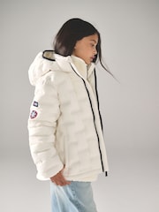 Superdry Cream Quilted Puffer Coat - Image 3 of 13