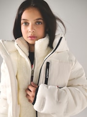Superdry Cream Quilted Puffer Coat - Image 4 of 13