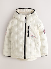 Superdry Cream Quilted Puffer Coat - Image 5 of 13