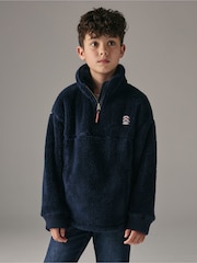Marineblau - Superdry Quarter Zip Fleece - Bild 1 von 3