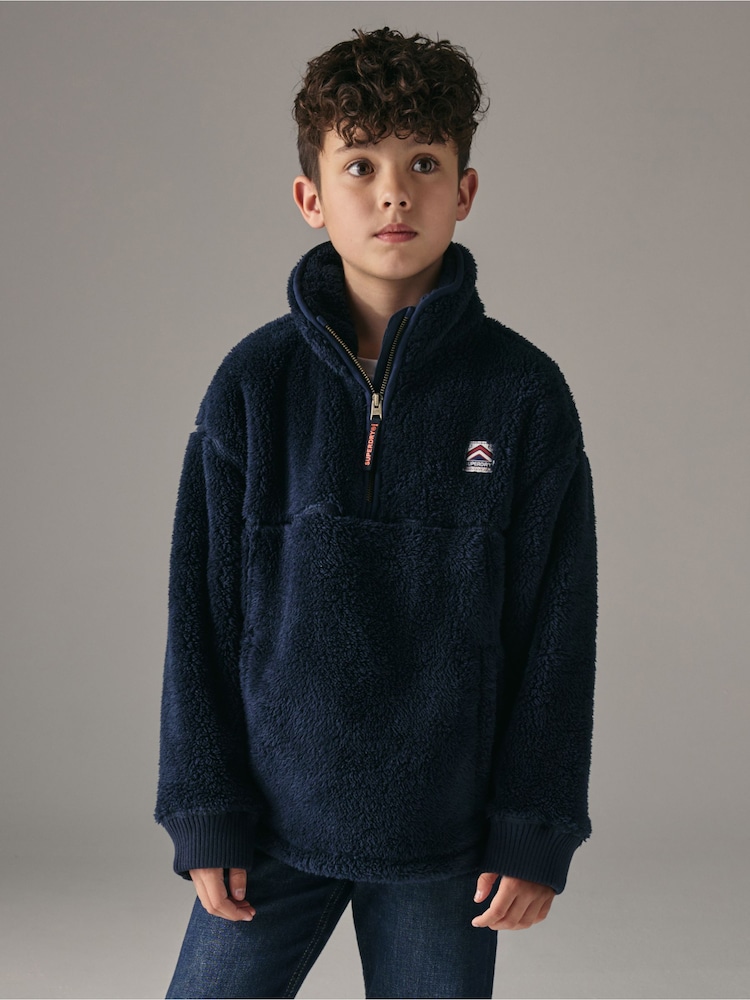 Marineblau - Superdry Quarter Zip Fleece - Bild 1 von 3