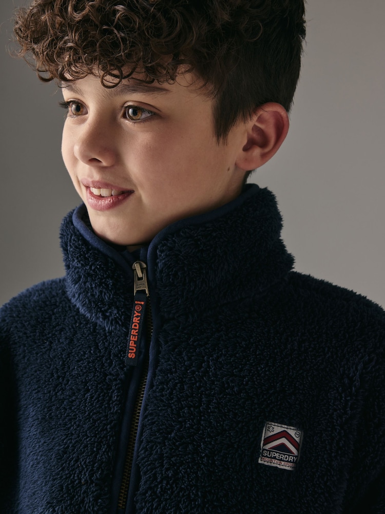 Marineblau - Superdry Quarter Zip Fleece - Bild 3 von 3