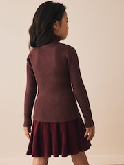 Chocolate Brown Roll Neck Knit Jumper (3-16yrs) - Image 3 of 3