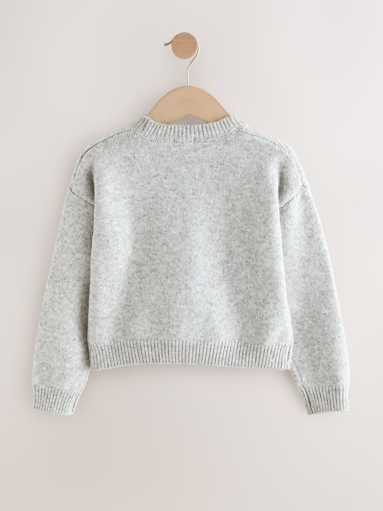 Grey Sequin Bow Jumper (3-16yrs) - Image 2 of 4
