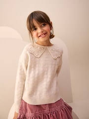Ecru Pearl Collar Jumper (3-16yrs) - Image 1 of 3