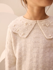 Ecru Pearl Collar Jumper (3-16yrs) - Image 3 of 3