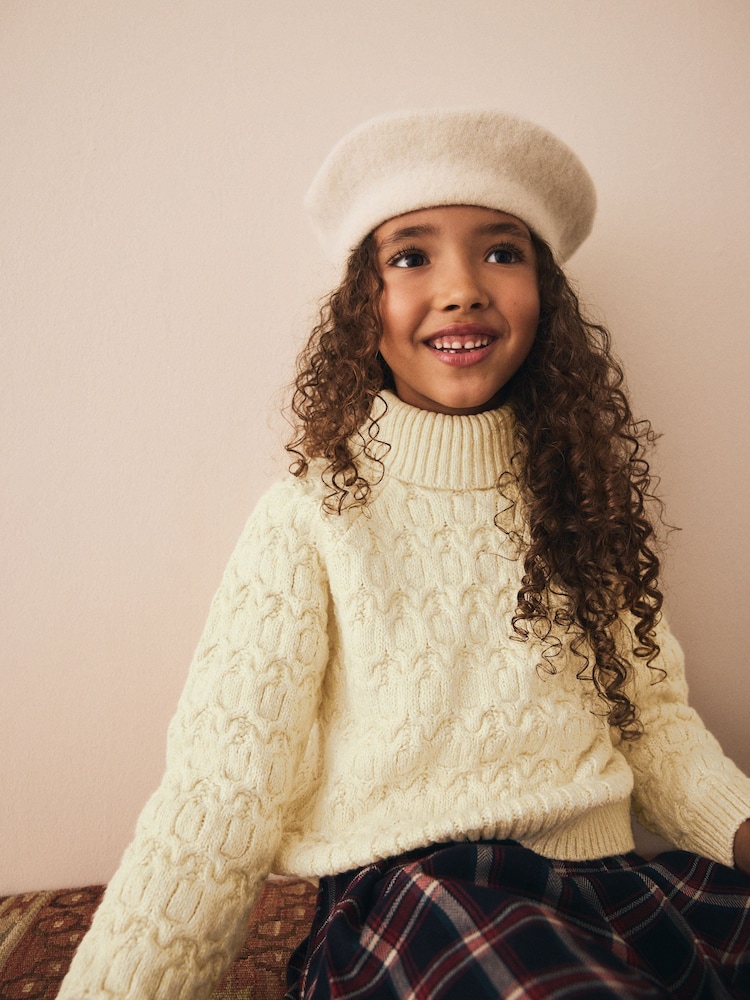 Oatmeal Cable Roll Neck Jumper (3-16yrs) - Image 1 of 8