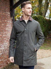 Threadbare Khaki Showerproof Longline Corduroy Collar Trench - Image 1 of 5