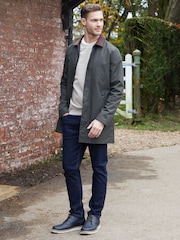 Threadbare Khaki Showerproof Longline Corduroy Collar Trench - Image 3 of 5