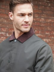 Threadbare Khaki Showerproof Longline Corduroy Collar Trench - Image 4 of 5