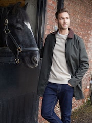 Threadbare Khaki Showerproof Longline Corduroy Collar Trench - Image 5 of 5