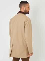 Threadbare Brown Showerproof Longline Corduroy Collar Trench - Image 2 of 5