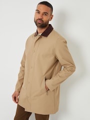 Threadbare Brown Showerproof Longline Corduroy Collar Trench - Image 5 of 5