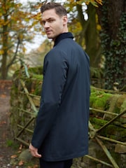 Threadbare Blue Showerproof Longline Corduroy Collar Trench - Image 2 of 5