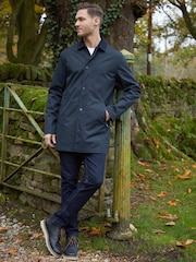 Threadbare Blue Showerproof Longline Corduroy Collar Trench - Image 3 of 5