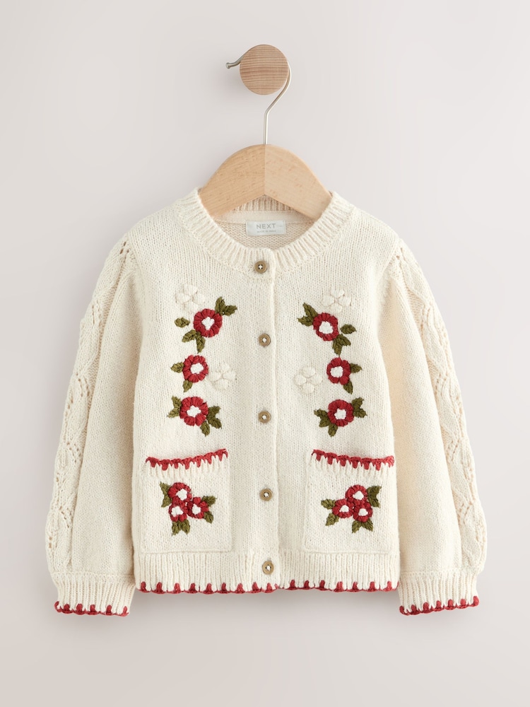 Ecru Floral Print Cardigan (3mths-7yrs) - Image 1 of 5