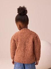 Chocolate Brown Chunky Knit Bobble Cardigan (3mths-10yrs) - Image 3 of 7