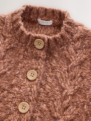 Chocolate Brown Chunky Knit Bobble Cardigan (3mths-10yrs) - Image 6 of 7