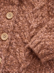 Chocolate Brown Chunky Knit Bobble Cardigan (3mths-10yrs) - Image 7 of 7