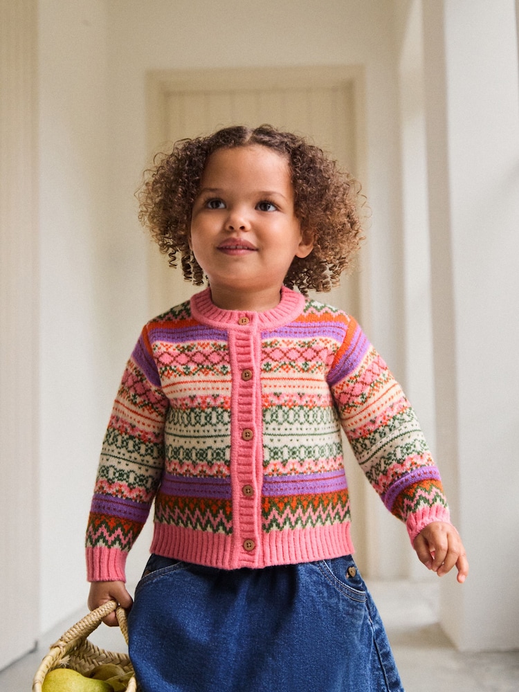 Pink Fairisle Pattern Cardigan (3mths-7yrs) - Image 2 of 6