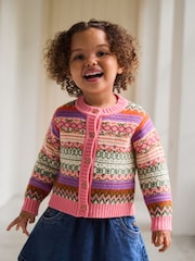 Pink Fairisle Pattern Cardigan (3mths-7yrs) - Image 3 of 6