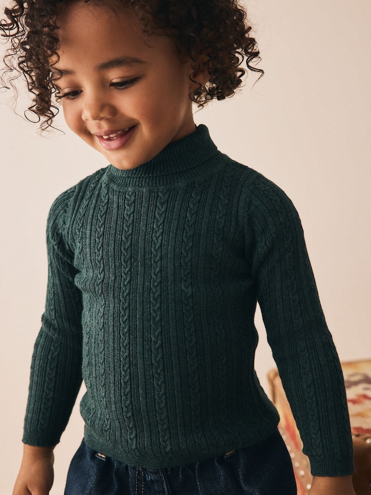 Dark Green Roll Neck Jumper (3mths-10yrs) - Image 1 of 7 Dark Green Roll Neck Jumper (3mths-10yrs) - Image 1 of 7