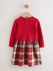 Red Knitted Tartan Dress (3mths-7yrs) - Image 6 of 8