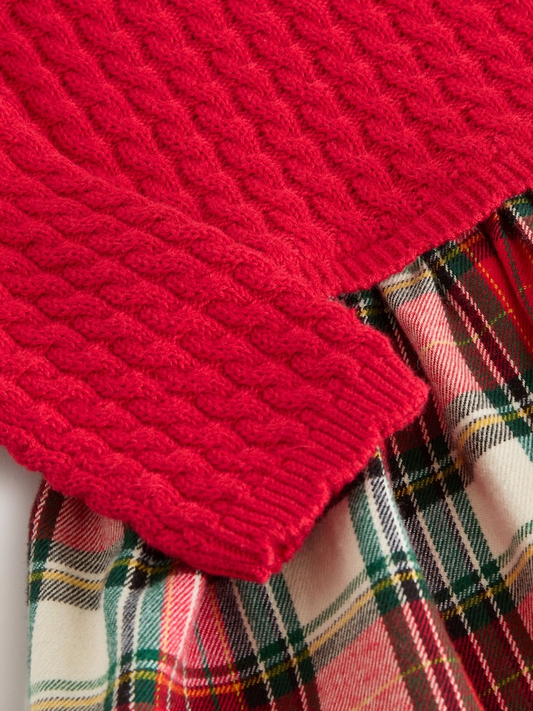 Red Knitted Tartan Dress (3mths-7yrs) - Image 8 of 8