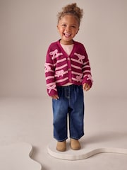Pink Bow Stripe V-Neck Cardigan (3mths-7yrs) - Image 2 of 9