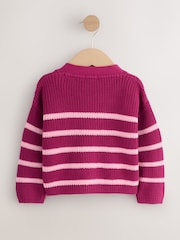 Pink Bow Stripe V-Neck Cardigan (3mths-7yrs) - Image 6 of 9