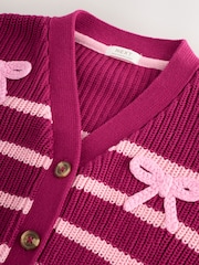 Pink Bow Stripe V-Neck Cardigan (3mths-7yrs) - Image 7 of 9