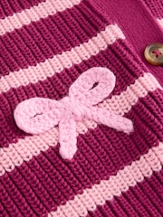 Pink Bow Stripe V-Neck Cardigan (3mths-7yrs) - Image 8 of 9