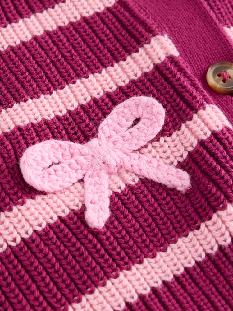 Cardigan Fille Three Bows Mauve à 3 Nœuds - Manches Longues - Taille 6 - Neuf Avec étiquettes