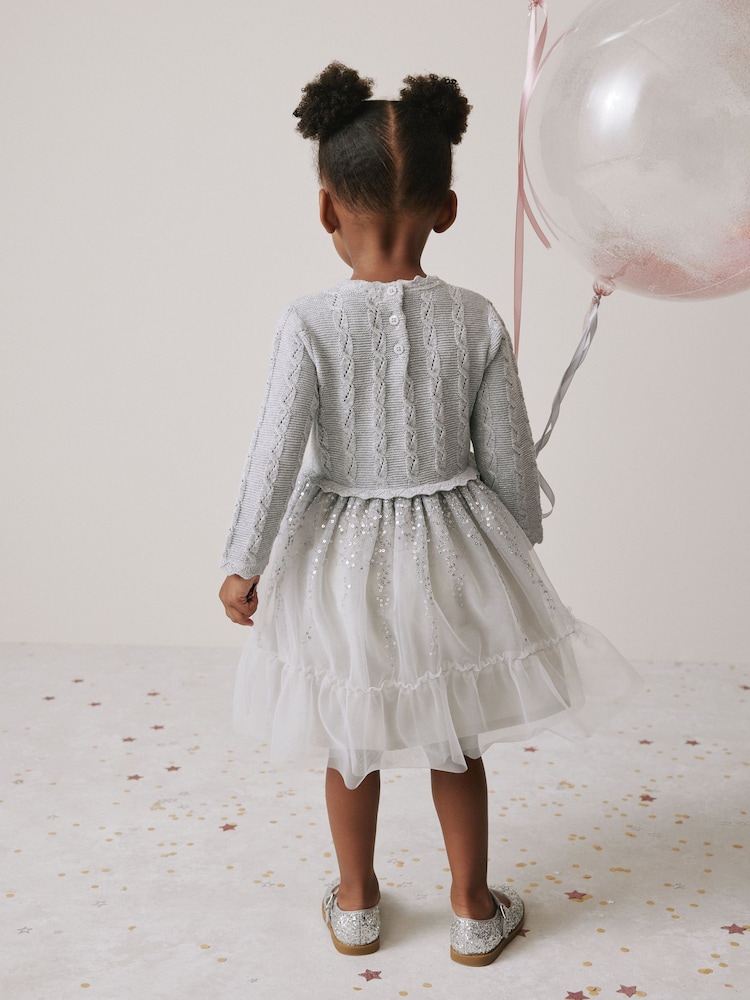 Grey Knitted Occasion Dress (3mths-10yrs) - Image 2 of 7