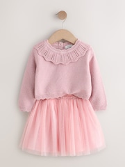 Pink Duck Embroidered Jumper and Mesh Skirt Set (3mths-10yrs) - Image 5 of 8
