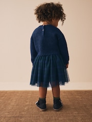 Navy Bow Knitted Jumper and Tartan Skirt Set (3mths-10yrs) - Image 2 of 9