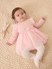 Baker by Ted Baker 2 Piece Pink Knitted Mesh Dresses & Tights Set - Image 3 of 11