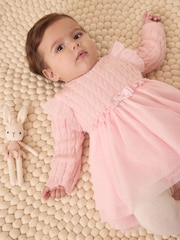 Baker by Ted Baker 2 Piece Pink Knitted Mesh Dresses & Tights Set - Image 7 of 11