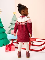 Plum Christmas Fairisle Pattern Character Jumper Dress (3mths-10yrs) - Image 3 of 8