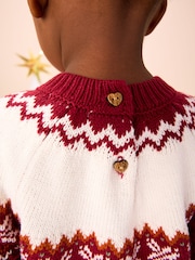 Plum Christmas Fairisle Pattern Character Jumper Dress (3mths-10yrs) - Image 4 of 8