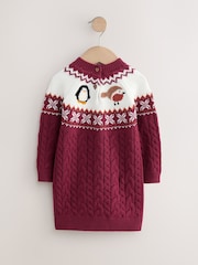 Plum Christmas Fairisle Pattern Character Jumper Dress (3mths-10yrs) - Image 6 of 8